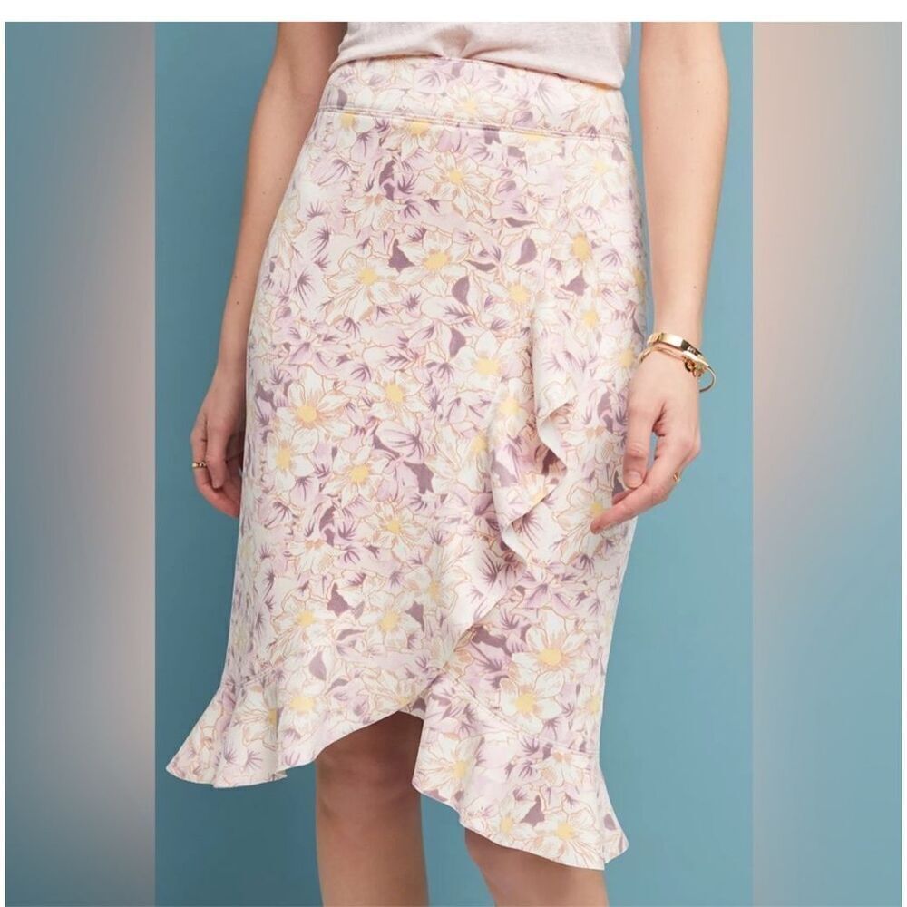 NWT Anthropologie Skye Ruffled Floral Skirt Size 14